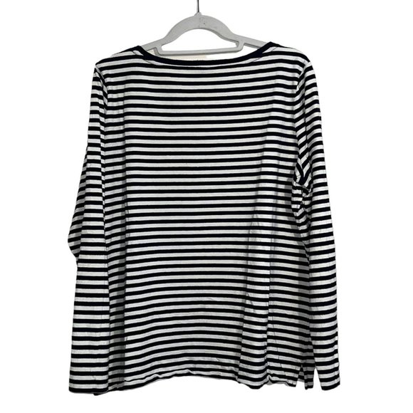 Talbots - Women's Size XL - Black & White Striped - Long Sleeve Round Neckline - Picture 2 of 10